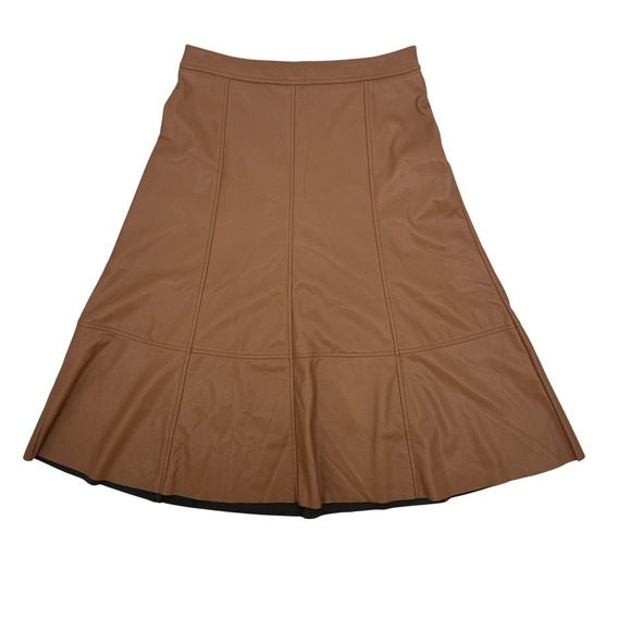 Banana Republic Dresses & Skirts - Banana Republic Vegan Leather Midi Skirt Womens 10 Brown NWT Paneled A-Line